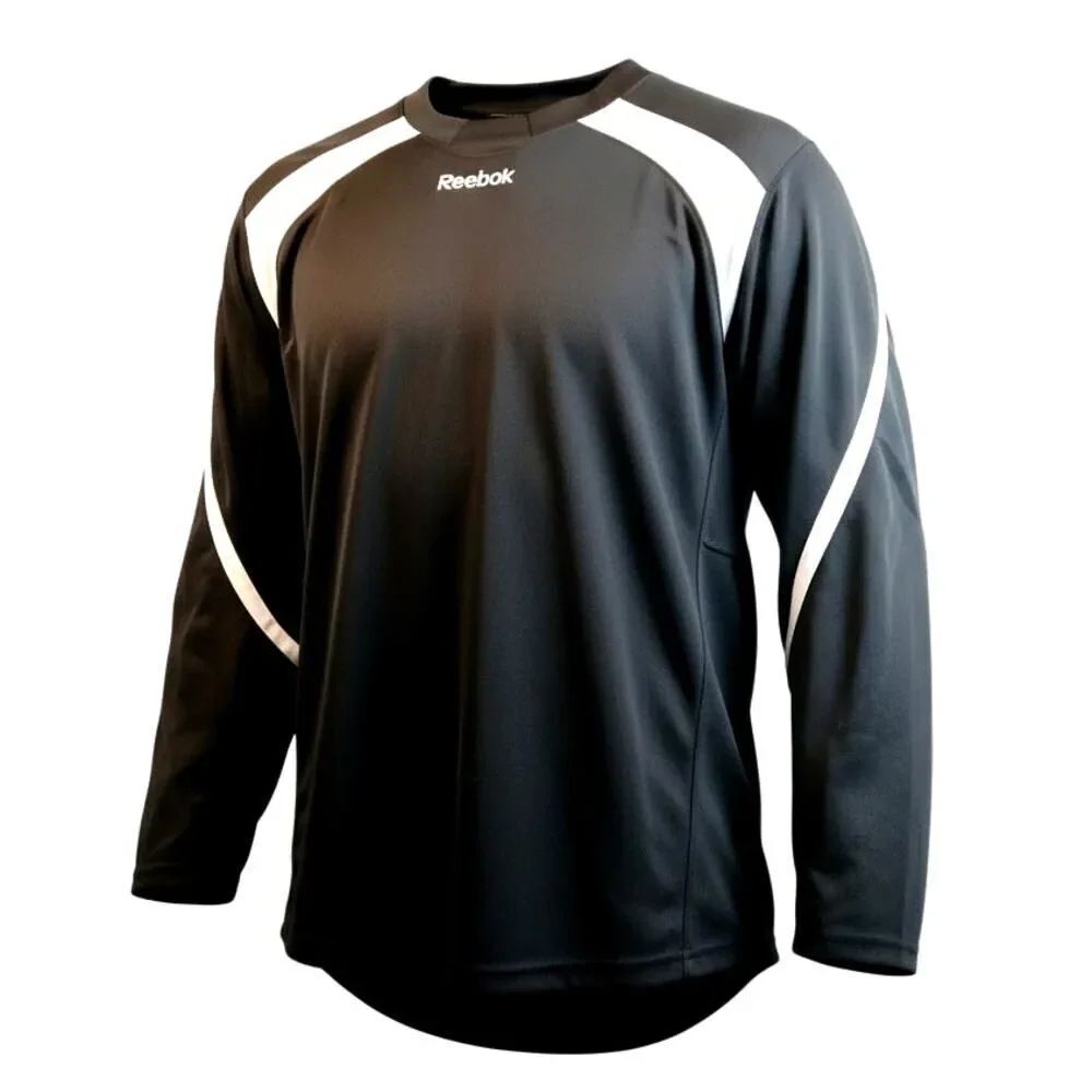 Reebok Men's Black & White Ice Hockey Jersey - Size Large